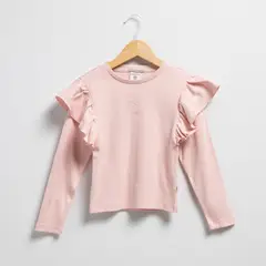 CONIGLIO - Polera Manga Larga Algodón Niña con Volantes