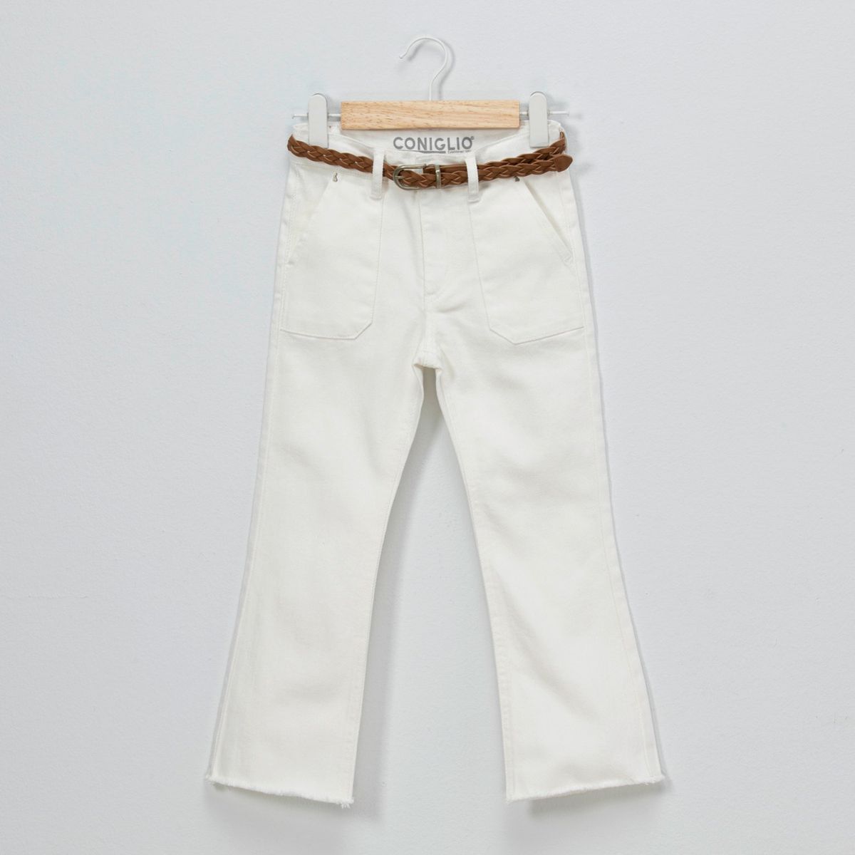 CONIGLIO - Pantalón Coniglio Casual Niña Tiro Alto Algodón Crudo