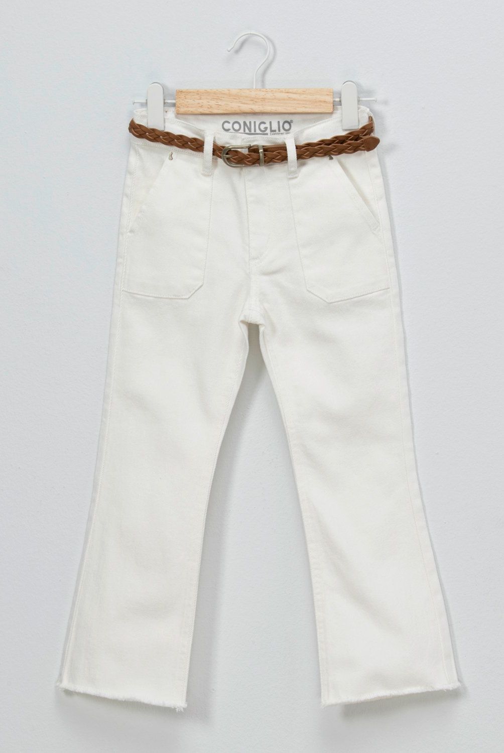 CONIGLIO - Pantalón Coniglio Casual Niña Tiro Alto Algodón Crudo