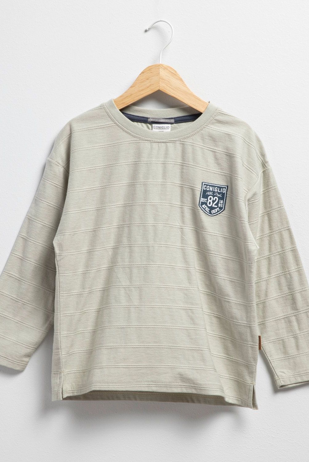 CONIGLIO - Polera Manga Larga Coniglio Algodón Niño Rayas Casual
