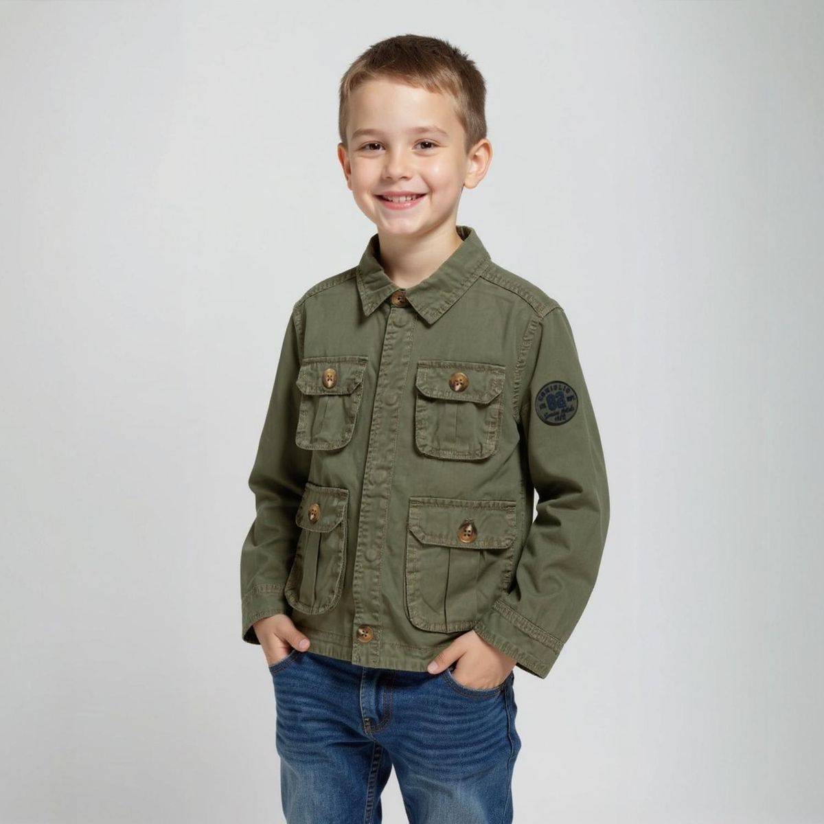 CONIGLIO - Chaqueta Coniglio Algodón Manga Larga Niño Verde Oliva