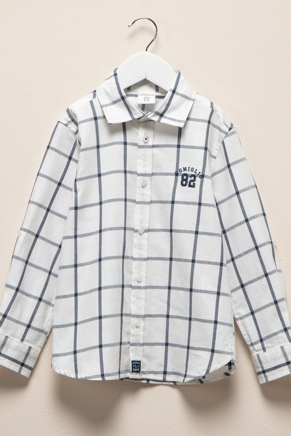 CONIGLIO - Camisa Coniglio Manga Larga Algodón Niño Diseño Cuadros