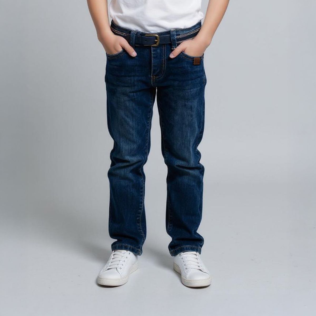 CONIGLIO - Jeans Coniglio Niño Tiro Medio Denim con Cinturón