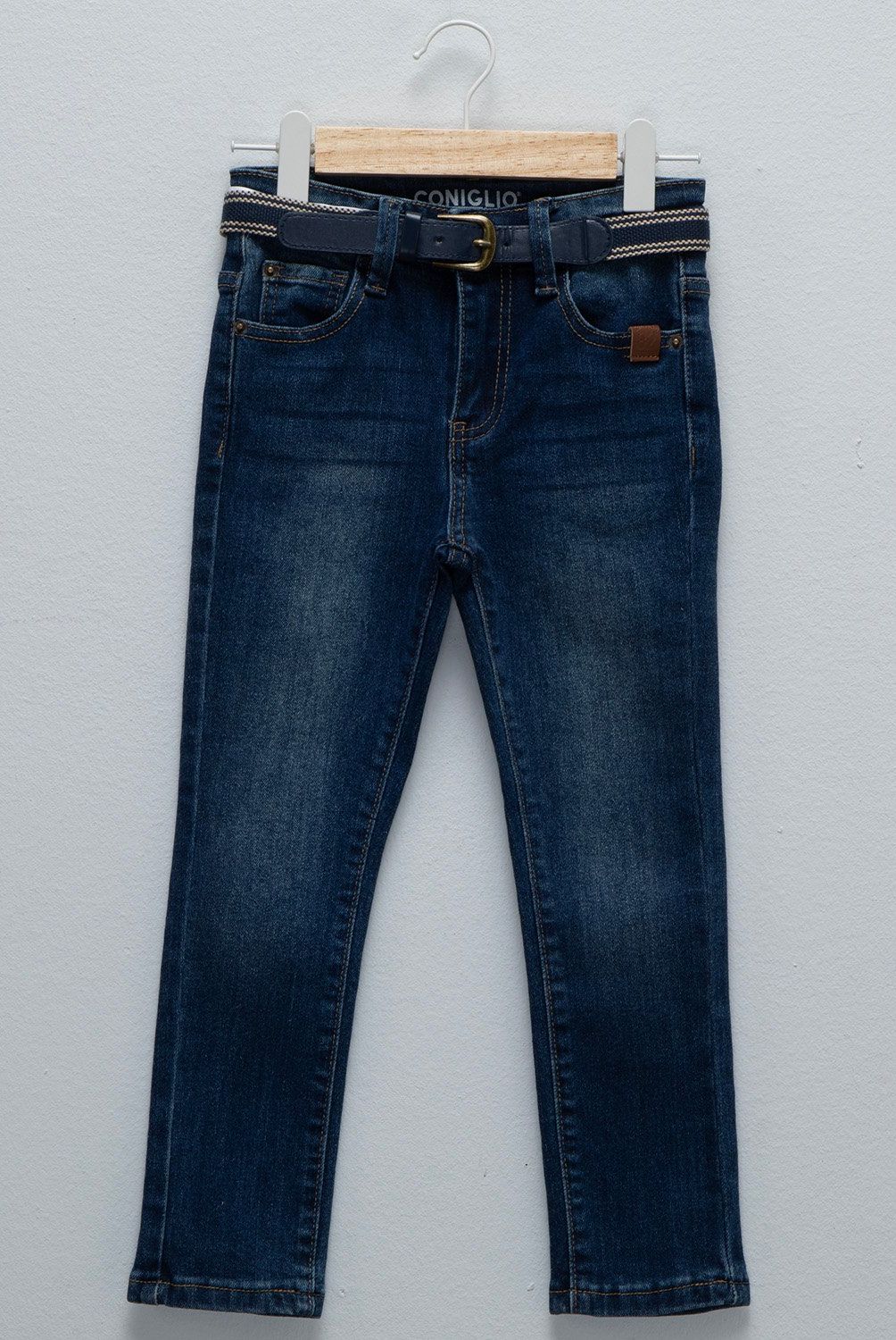 CONIGLIO - Jeans Coniglio Niño Tiro Medio Denim con Cinturón