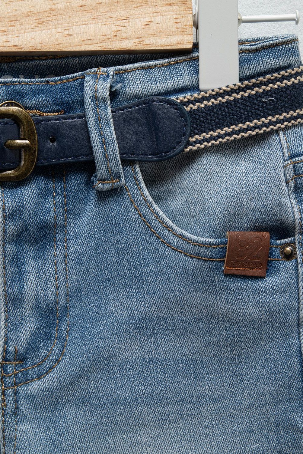 CONIGLIO - Jeans Coniglio Niño Tiro Medio Denim con Cinturón