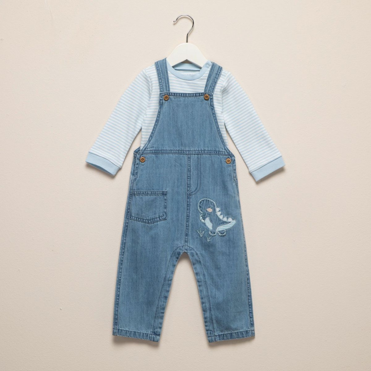 YAMP - Conjunto Bebé Niño Yamp Jardinera Denim Con Body Algodón