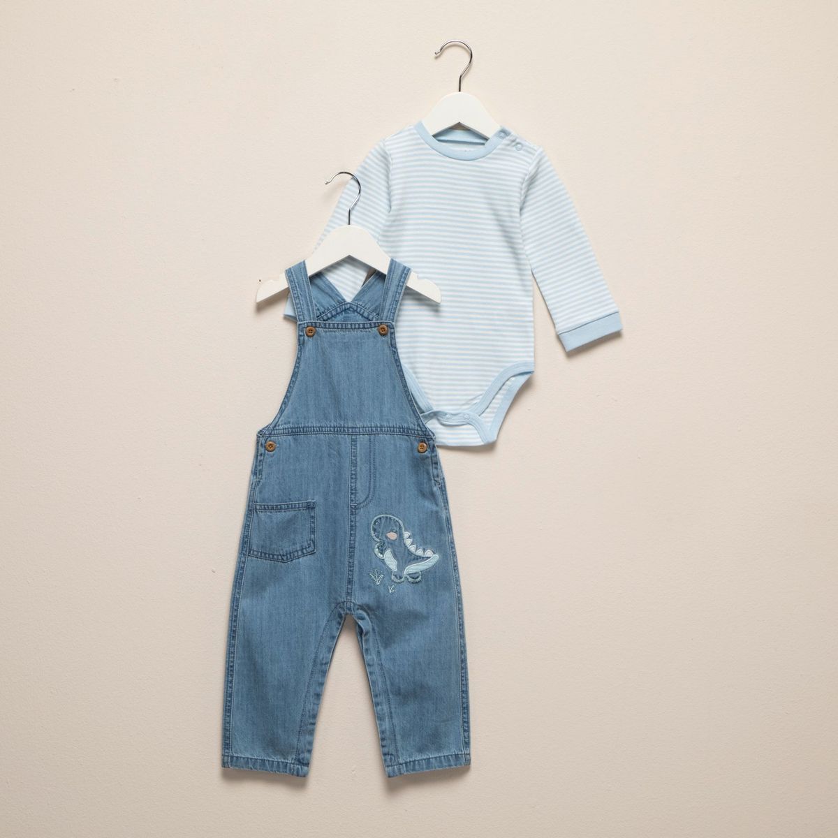YAMP - Conjunto Bebé Niño Yamp Jardinera Denim Con Body Algodón