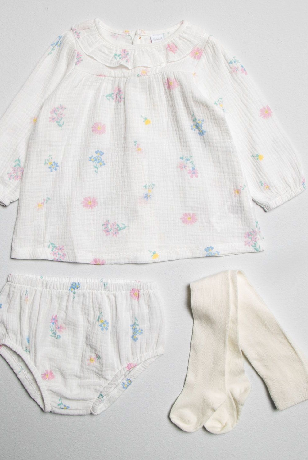 YAMP - Conjunto Algodón Flores Yamp Bebé Niña 3 Piezas