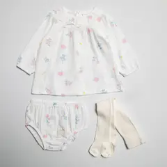 YAMP - Conjunto Algodón Flores Bebé Niña 3 Piezas