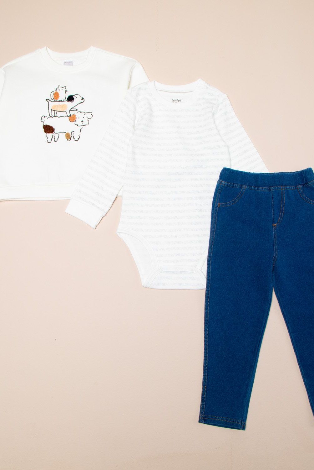 YAMP - Conjunto Yamp Bebé Niño Polerón Pantalón y Body Algodón Rayas