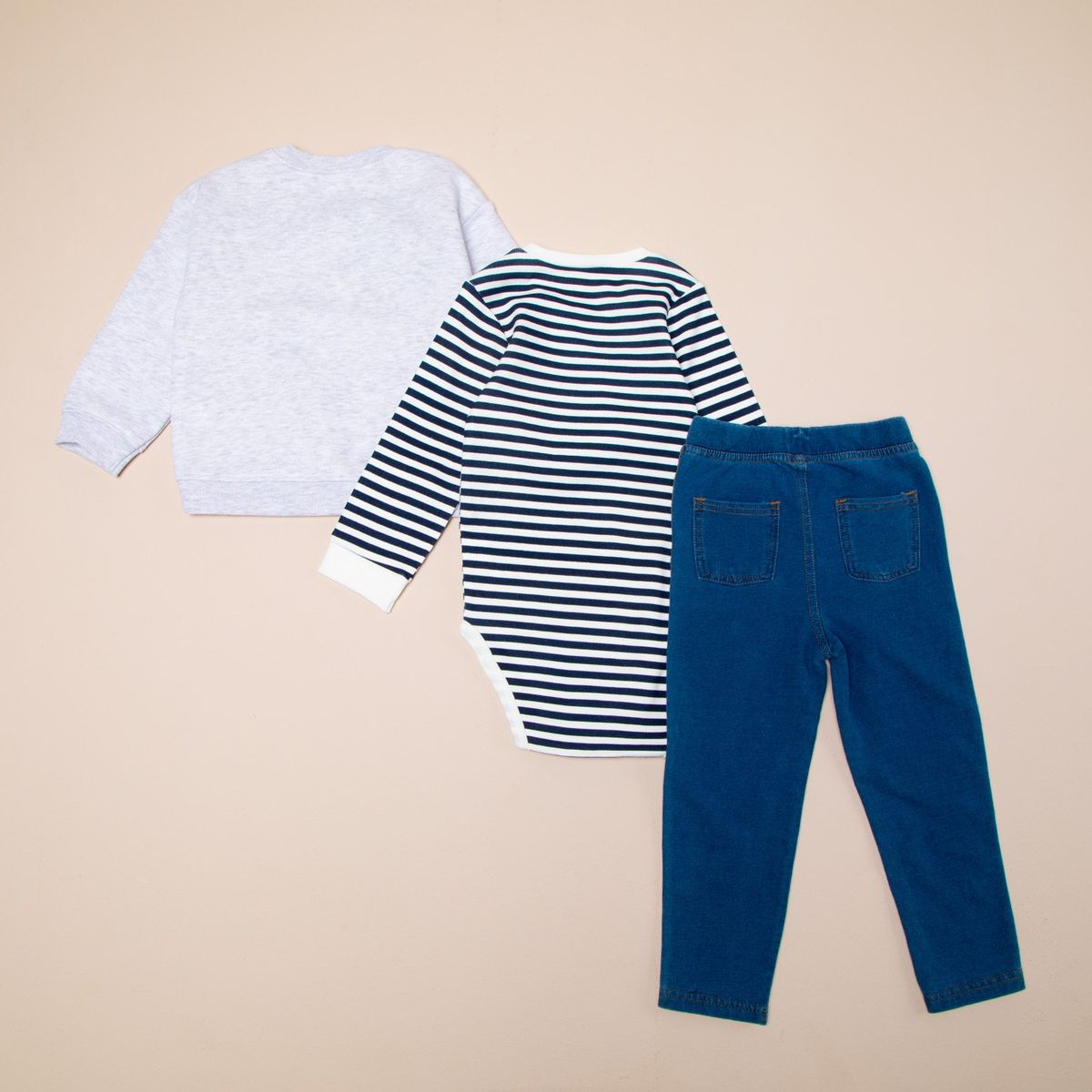 YAMP - Conjunto Yamp Bebé Niño Polerón Pantalón Y Body Algodón Rayas