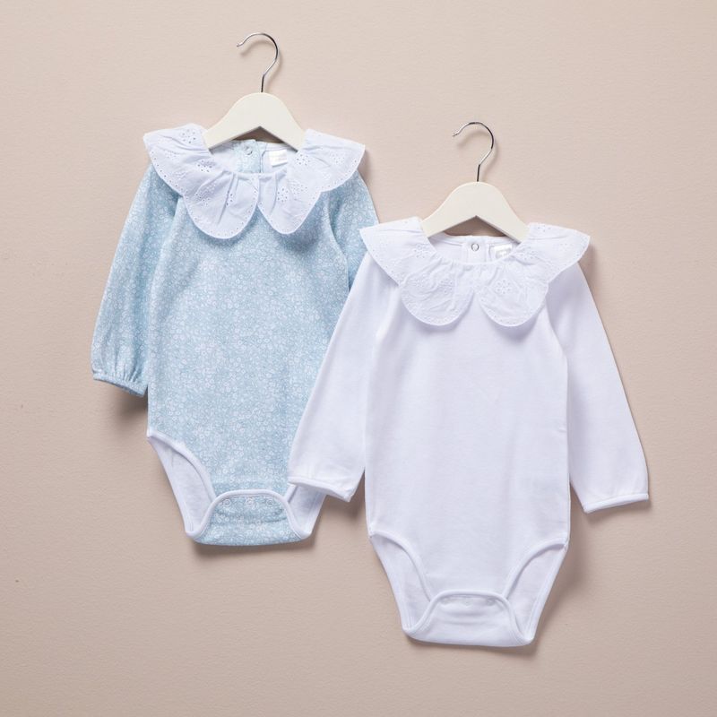 YAMP - Pack 2 Bodys Manga Larga Bebé Niña Yamp Algodón con Cuello