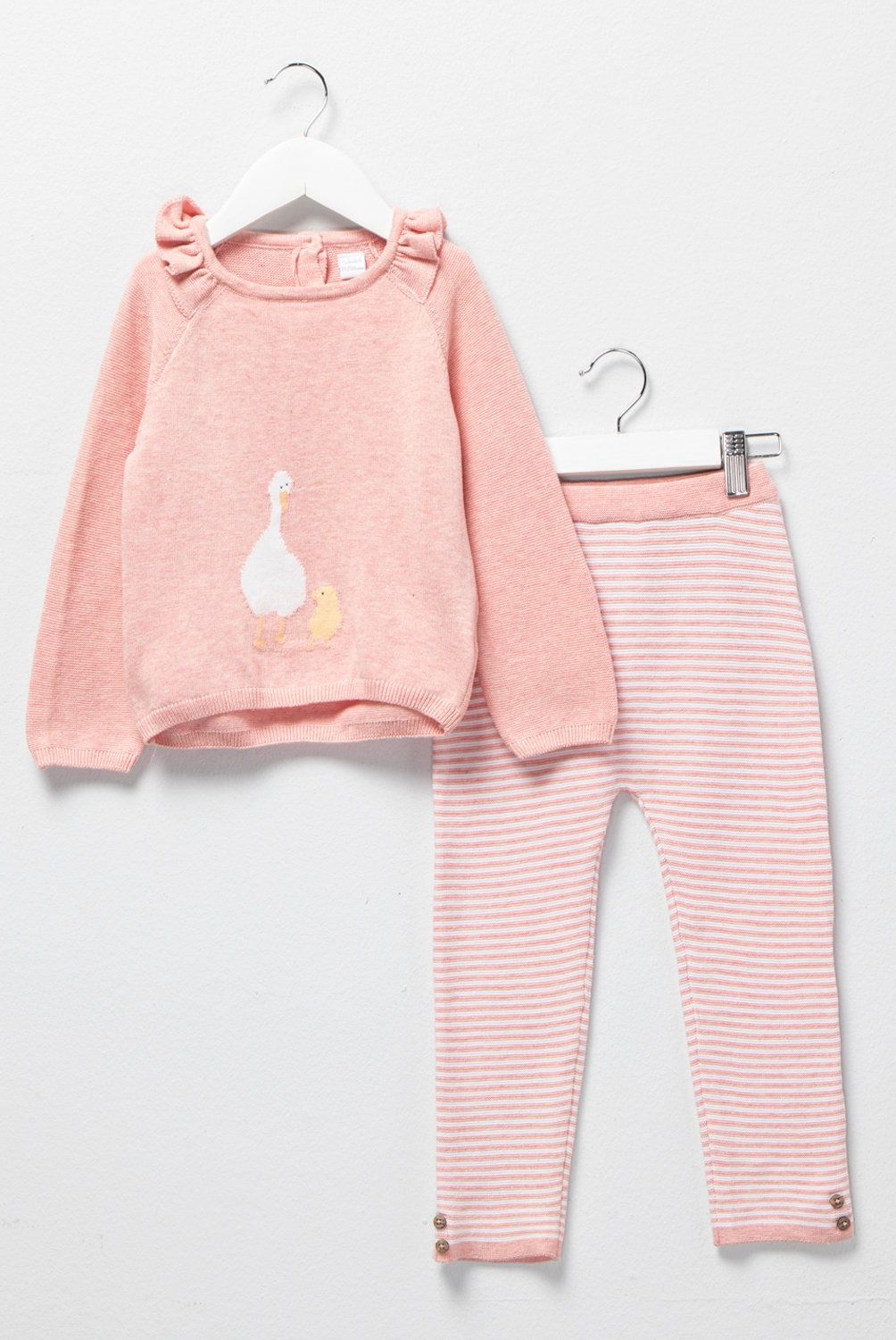 YAMP - Conjunto Yamp Casual Algodón 2 Piezas Bebé Niña Rosado