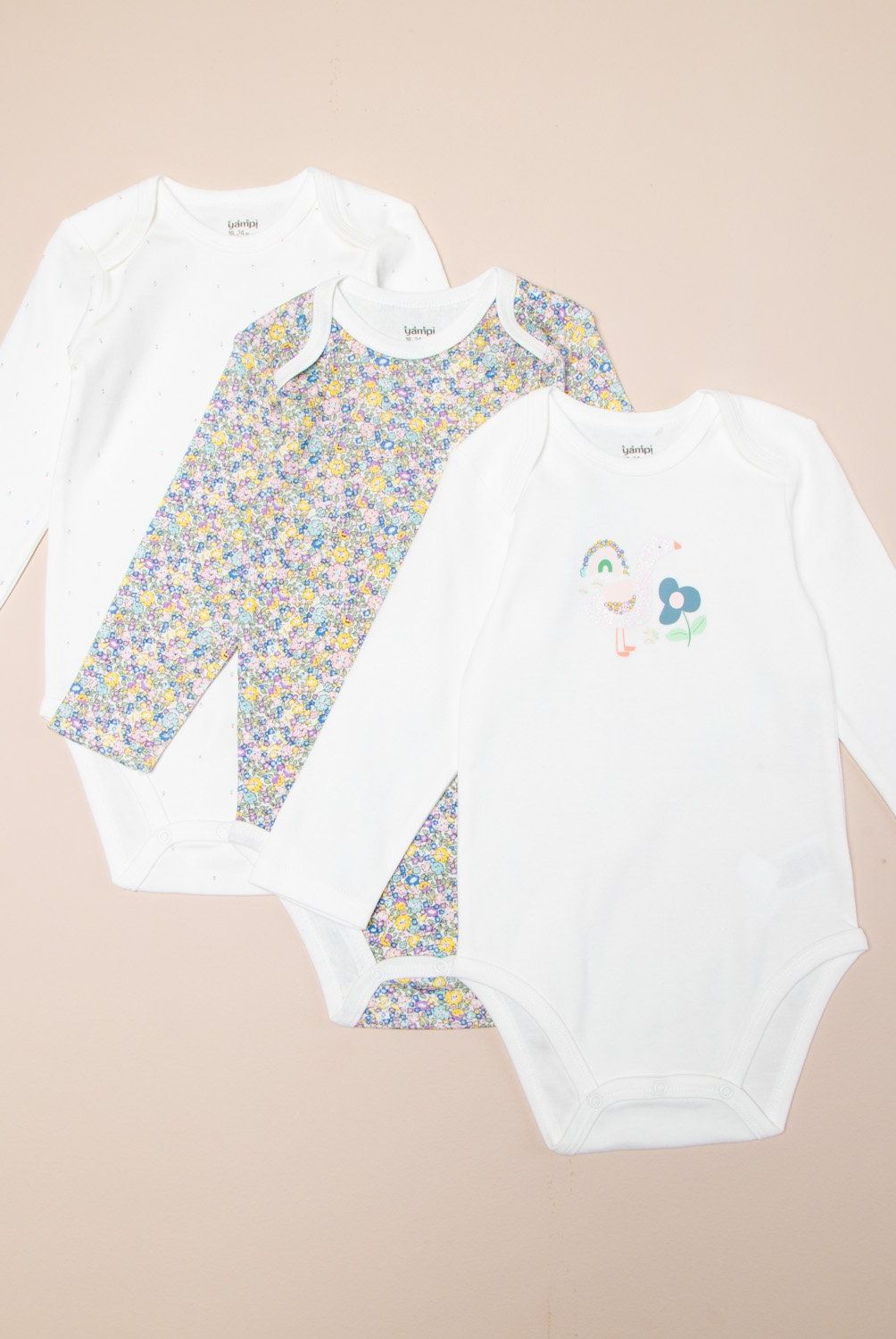 YAMP - Pack de 3 Bodys Manga Larga Yamp Algodón Bebé Niña