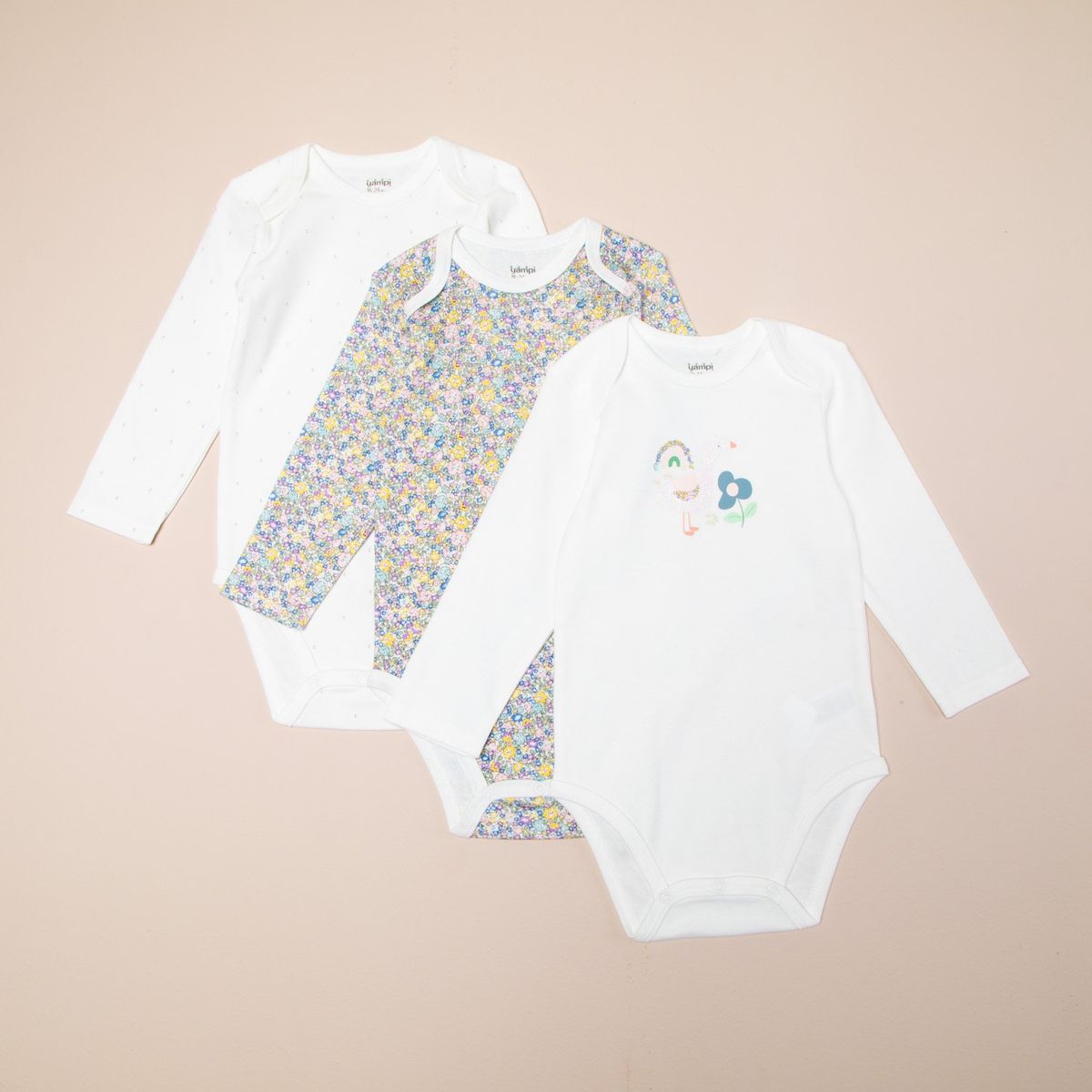 YAMP - Pack De 3 Bodys Manga Larga Yamp Algodón Bebé Niña