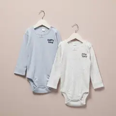 YAMP - Pack de 2 Bodys Manga Larga Algodón Bebé Niño