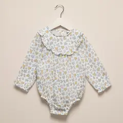 YAMP - Body Manga Larga con Cuello Bebé Niña Algodón Flores