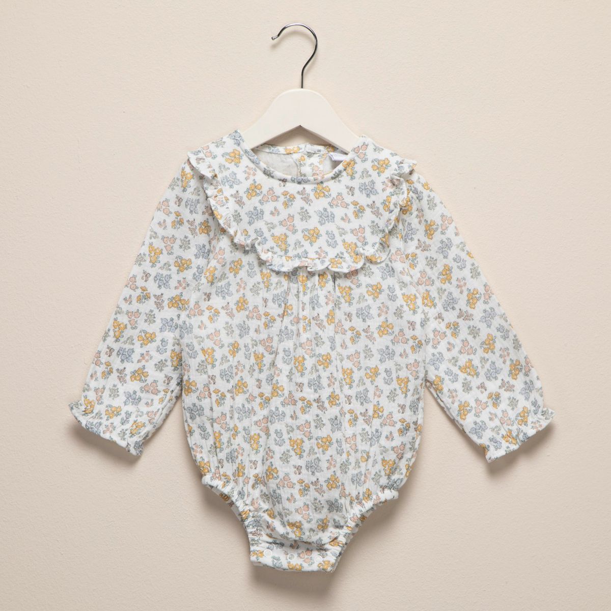 YAMP - Body Yamp Manga Larga Con Cuello Bebé Niña Algodón Flores