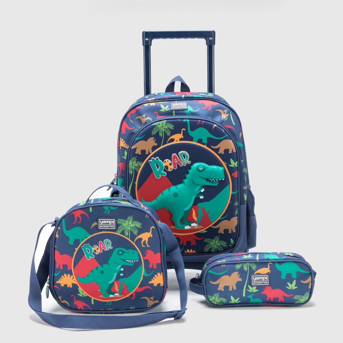 YAMP - Pack Escolar Mochila con rueditas + Lonchera + Estuche Yamp