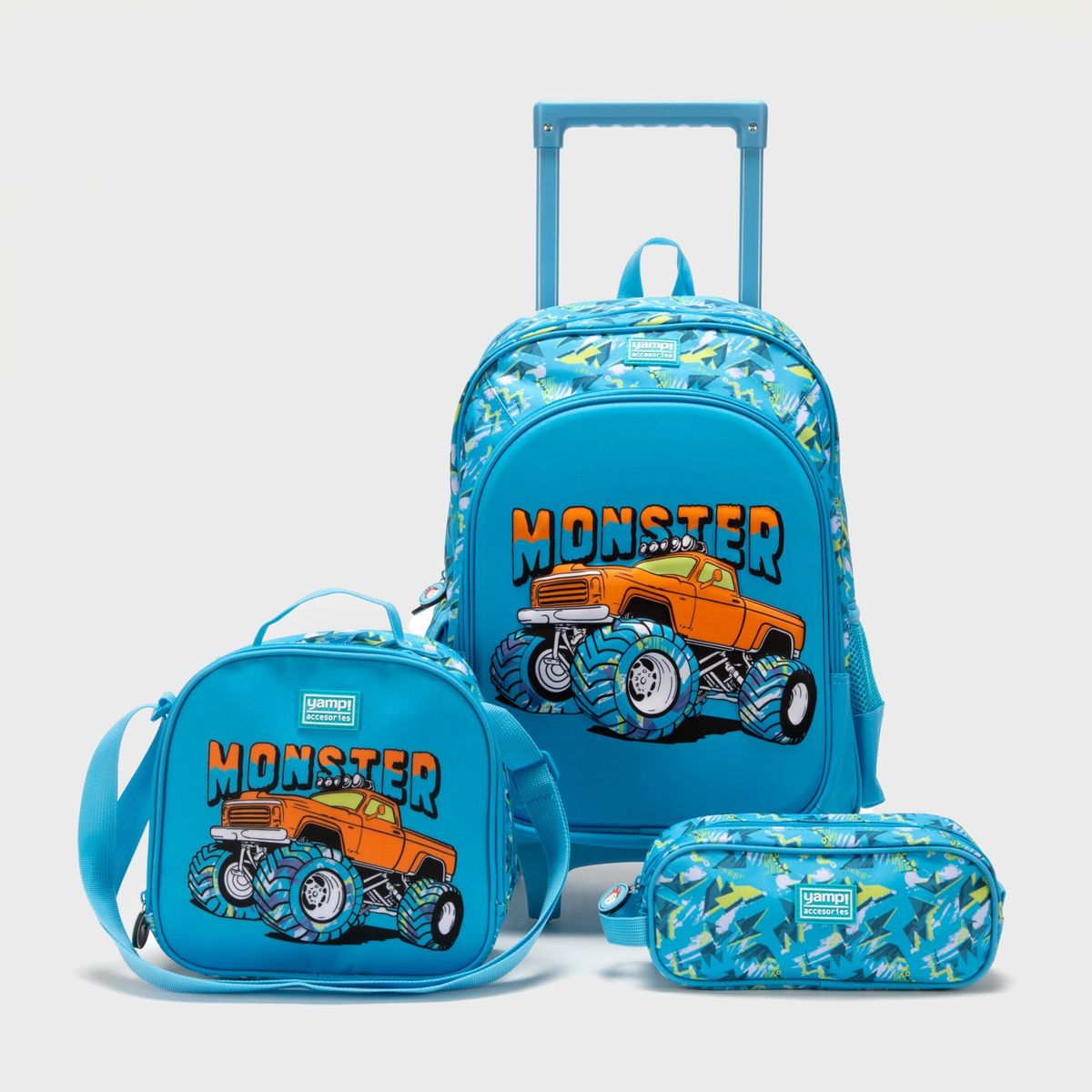 YAMP - Pack Escolar Mochila con rueditas + Lonchera + Estuche Yamp