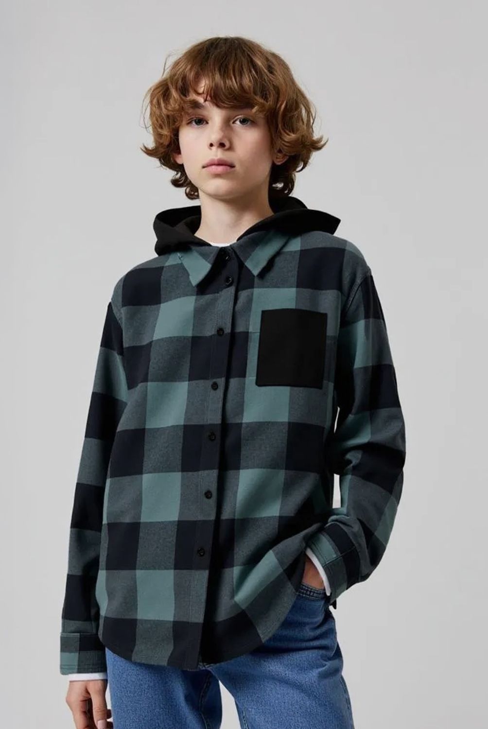 FEDERATION - Camisa Niño Federation Algodón Cuadros Manga Larga con Gorro