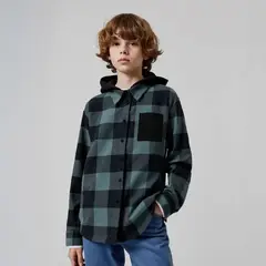 FEDERATION - Camisa Niño Algodón Cuadros Manga Larga con Gorro