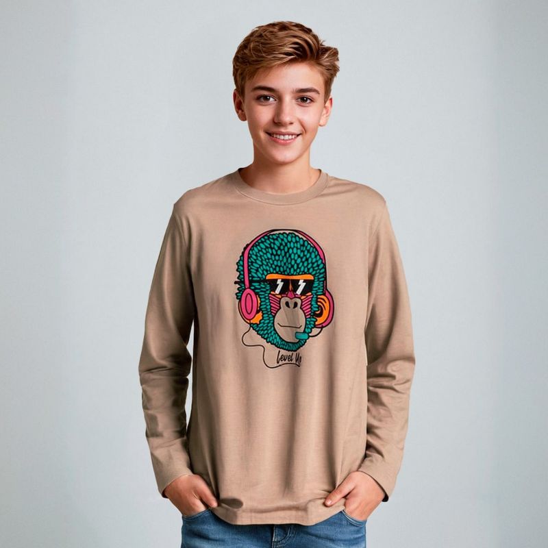 FEDERATION - Polera Manga Larga Algodón Estampada Federation Niño