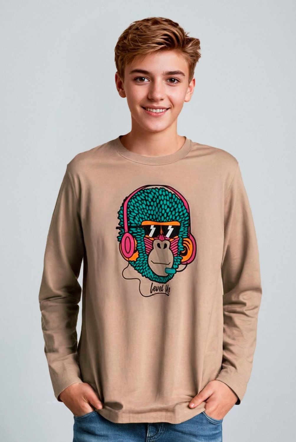 FEDERATION - Polera Manga Larga Algodón Estampada Federation Niño