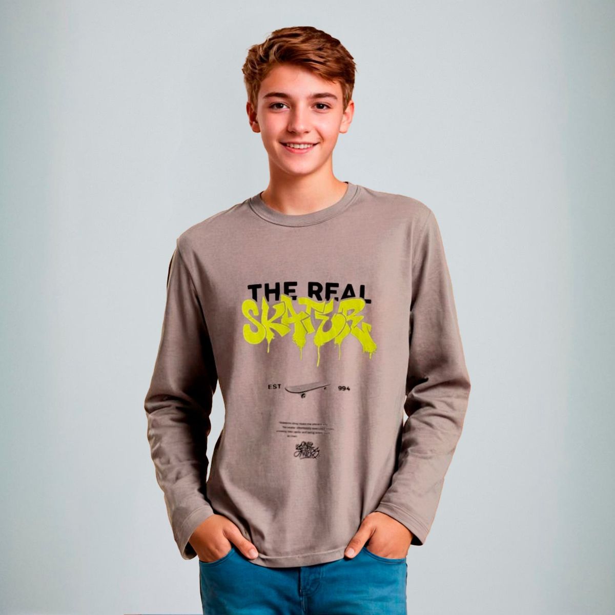 FEDERATION - Polera Manga Larga Algodón Estampada Federation Niño