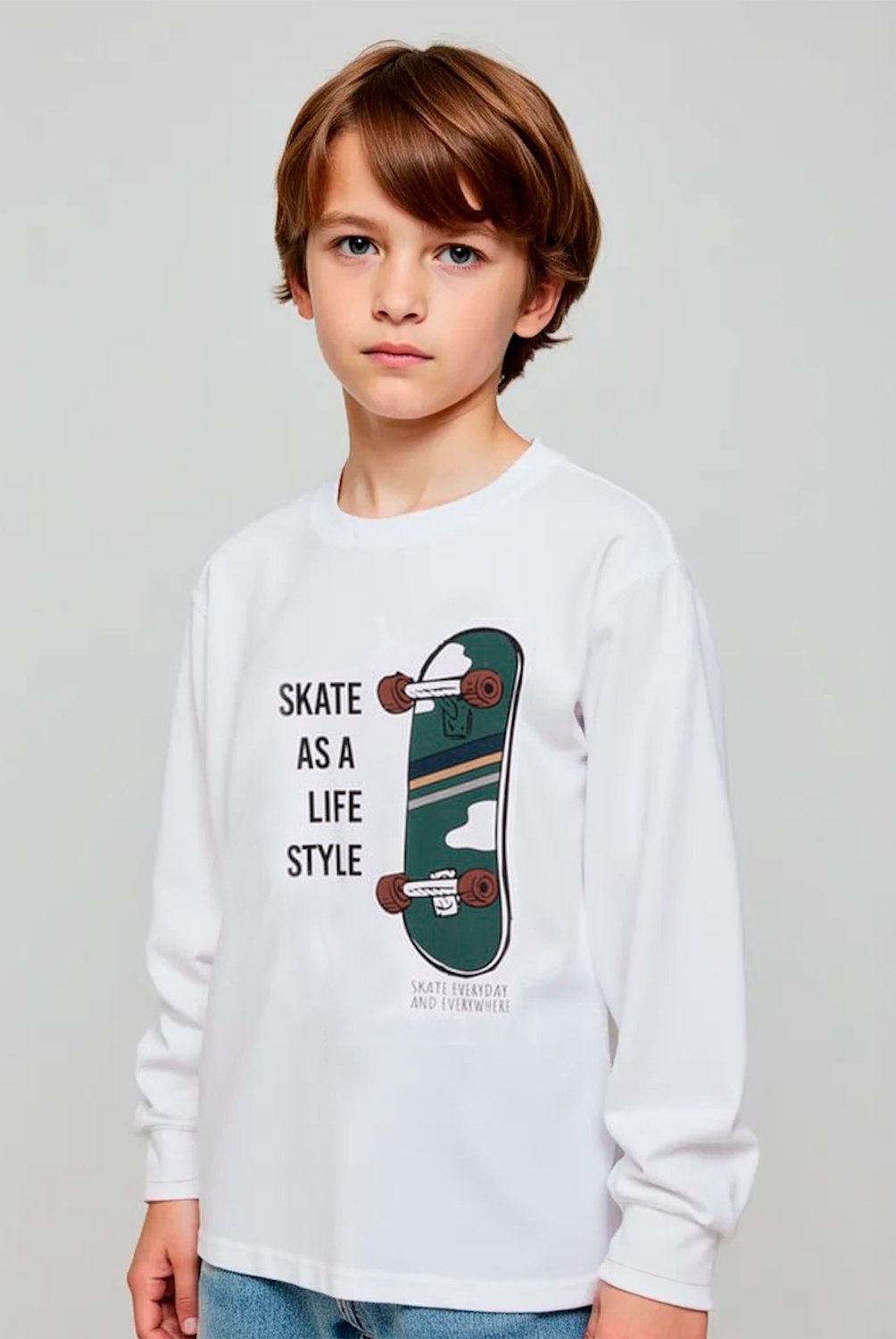FEDERATION - Polera Manga Larga Algodón Estampada Federation Niño