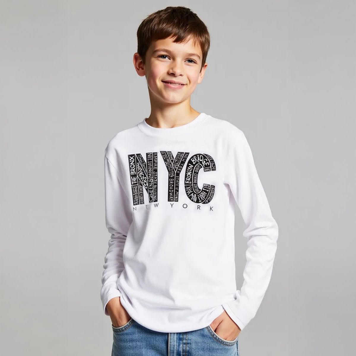 FEDERATION - Polera Manga Larga Algodón Estampada Federation Niño