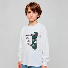 FEDERATION - Polera Manga Larga Algodón Estampada Niño