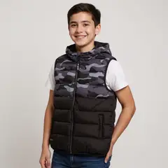 FEDERATION - Chaleco Parka Casual Para Niño con Gorro