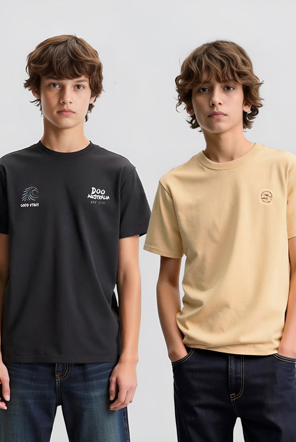 DOO AUSTRALIA - Set 2 Poleras Doo Australia Algodón Niño Estampadas