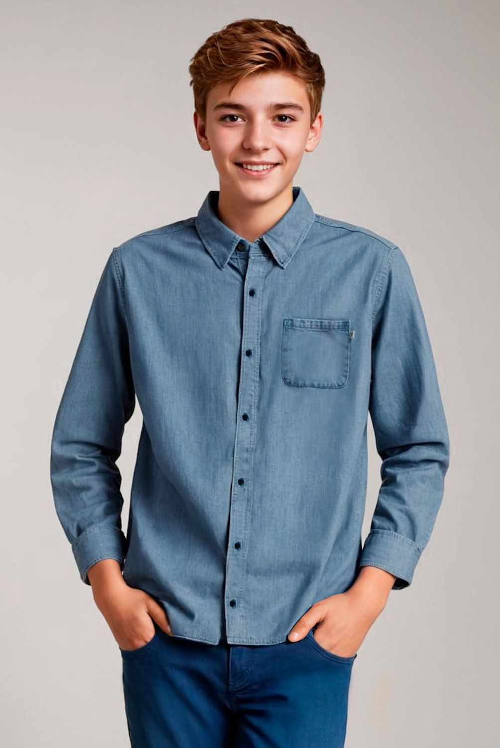 FEDERATION - Camisa Denim Federation Niño Manga Larga Casual