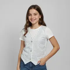 ELEVEN - Blusa sin Mangas Algodón Rayas Niña