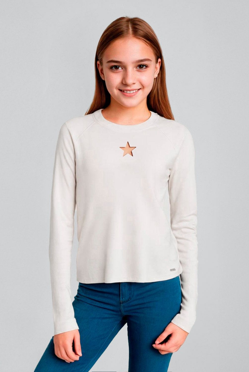 ELEVEN - Polera Manga Larga Niña Eleven Capri Diseño Flores