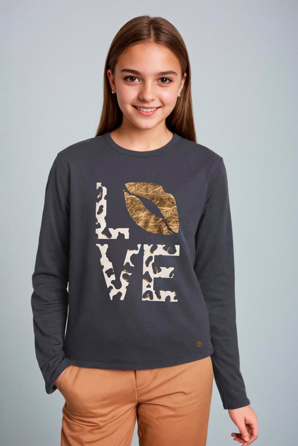 ELEVEN - Polera Casual Algodón Manga Larga Eleven Niña Estampada