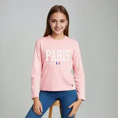 ELEVEN - Polera Casual Algodón Manga Larga Niña Estampada