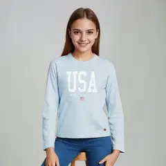 ELEVEN - Polera Casual Algodón Manga Larga Niña Estampada