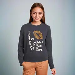 ELEVEN - Polera Casual Algodón Manga Larga Niña Estampada
