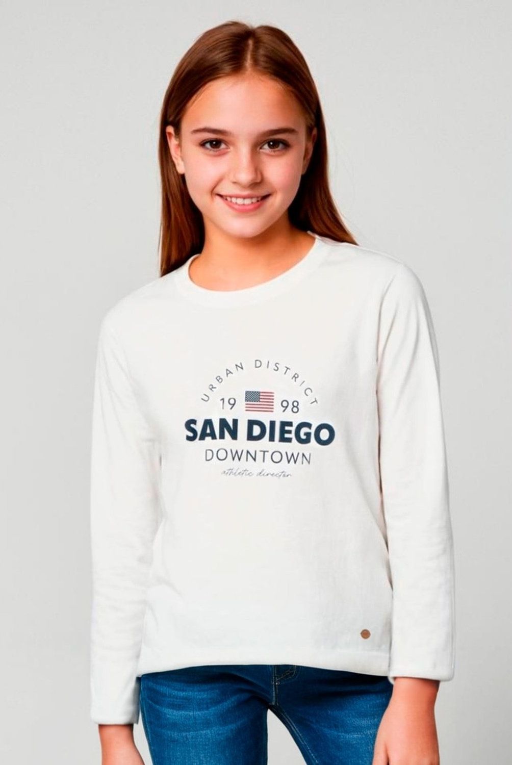 ELEVEN - Polera Casual Algodón Manga Larga Eleven Niña Estampada