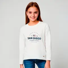 ELEVEN - Polera Casual Algodón Manga Larga Niña Estampada