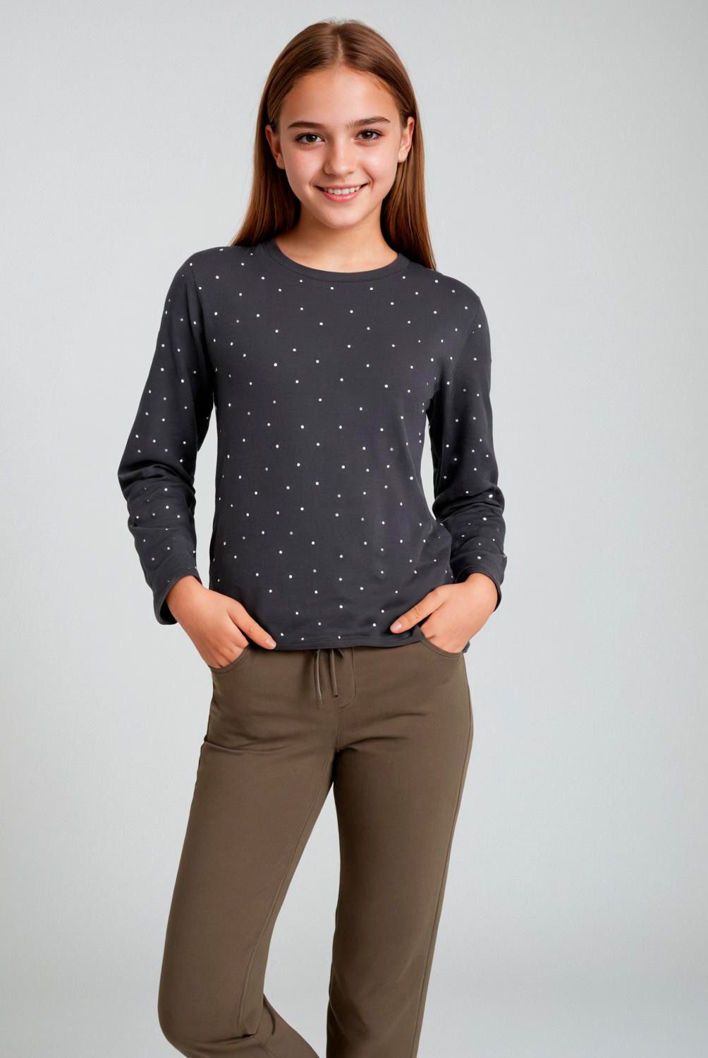 ELEVEN - Polera Manga Larga Algodón Estampada Eleven Niña