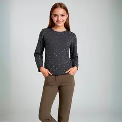 ELEVEN - Polera Manga Larga Algodón Estampada Niña