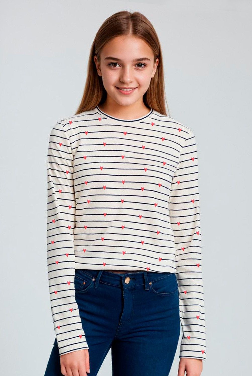 ELEVEN - Polera Manga Larga Algodón Estampada Eleven Niña