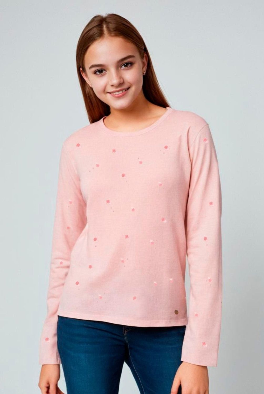 ELEVEN - Polera Manga Larga Algodón Estampada Eleven Niña