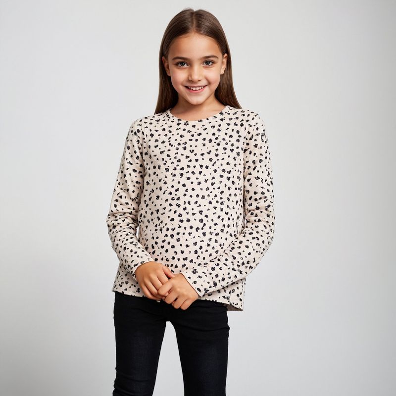 ELEVEN - Polera Manga Larga Algodón Estampada Eleven Niña