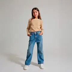 ELEVEN - Polera Casual Rayas Manga Larga Niña Algodón Crop Fit