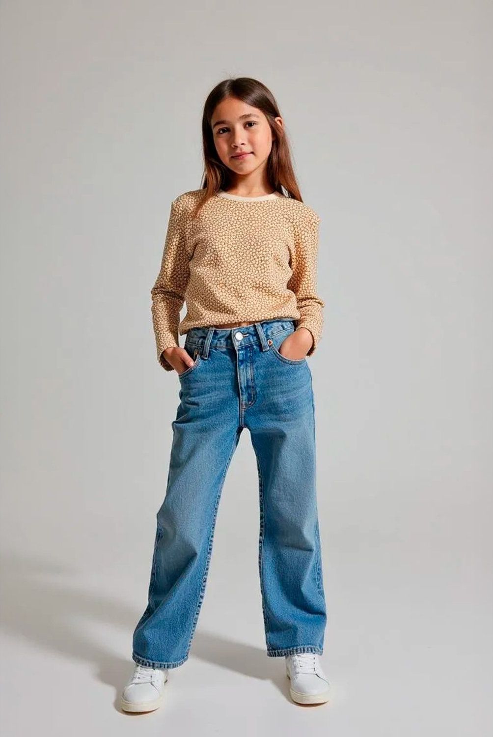 ELEVEN - Polera Casual Eleven Rayas Manga Larga Niña Algodón Crop Fit